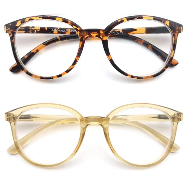 MODFANS Reading Glasses For Women and men,Classic Round Sunglasses Readers Frame with Spring Hinge Eyeglass Diopter+0.5 ~ +4.0
