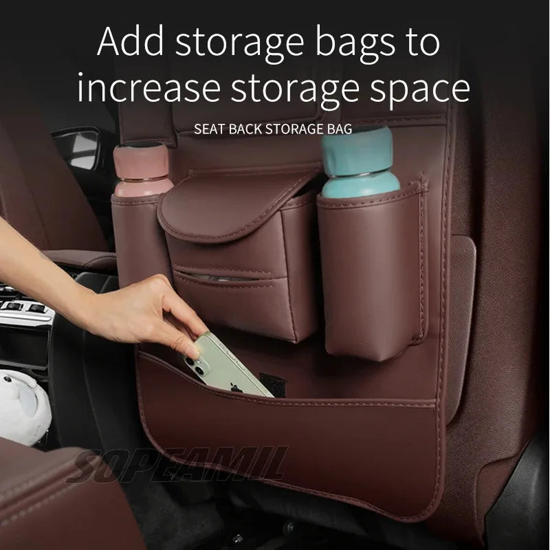 Car Seat Back Storage Bag Rear Seat Anti-Wear Anti-kick Pad For Tesla Cybertruck Beast Roadster Model 3 Model Y Model S Model X
