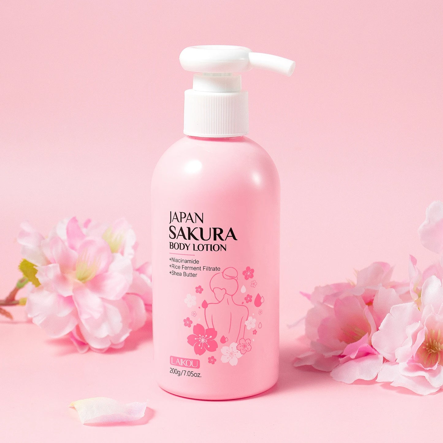 LAIKOU Japan Sakura Body Lotion Nourishing Body Moisturizer Fragrant Body Cream Soft Smooth Skin Treatment 200g