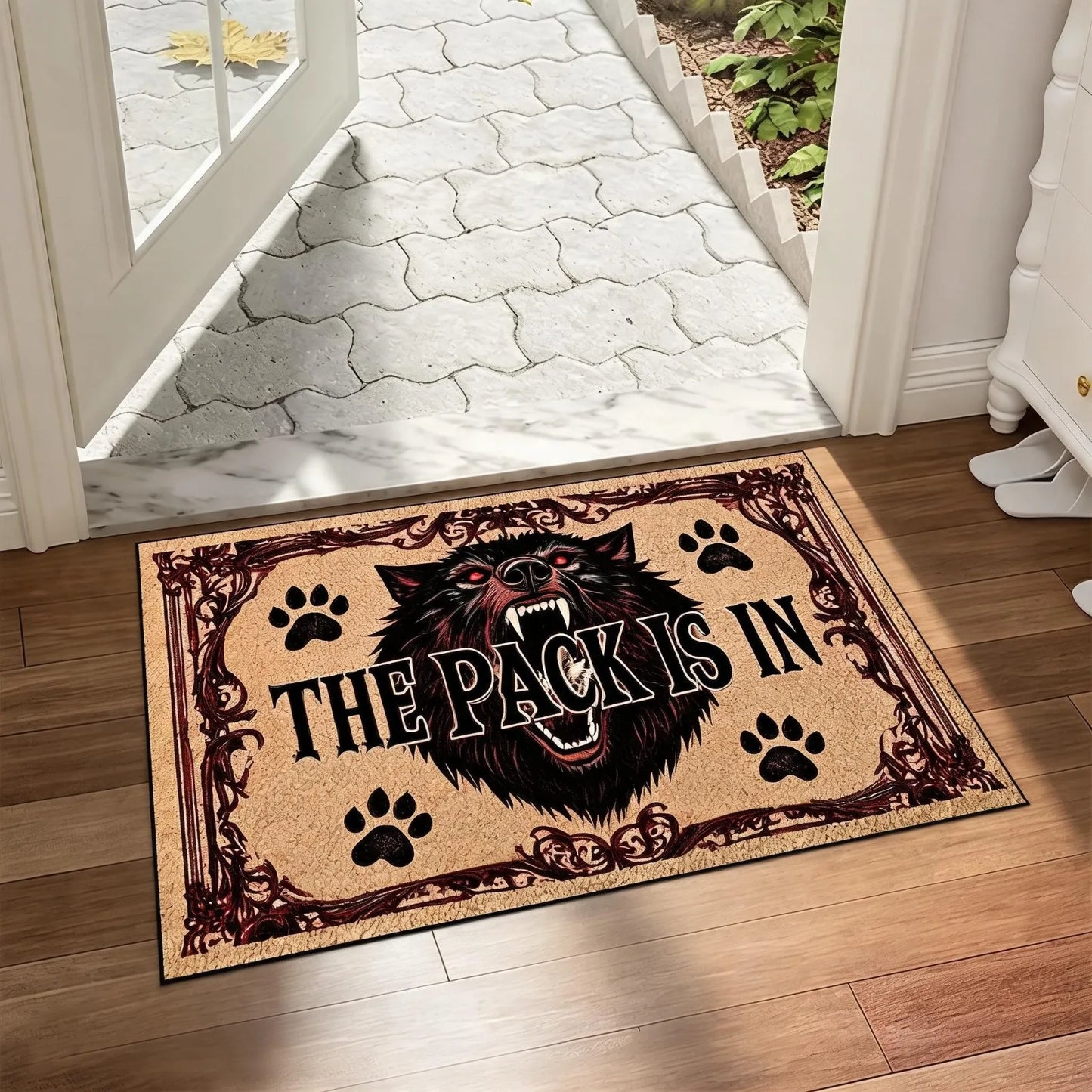 1pc Halloween Welcome Doormat - Non-Slip Soft Plush Heavy-Duty Gothic Bat with Red Lettering Design, Durable Non-Woven Fabric & Rubber Backing Indoor/Outdoor Mat, Suitable for Entryway, Porch, Garden Decor, 24"x16" & 30"x18",