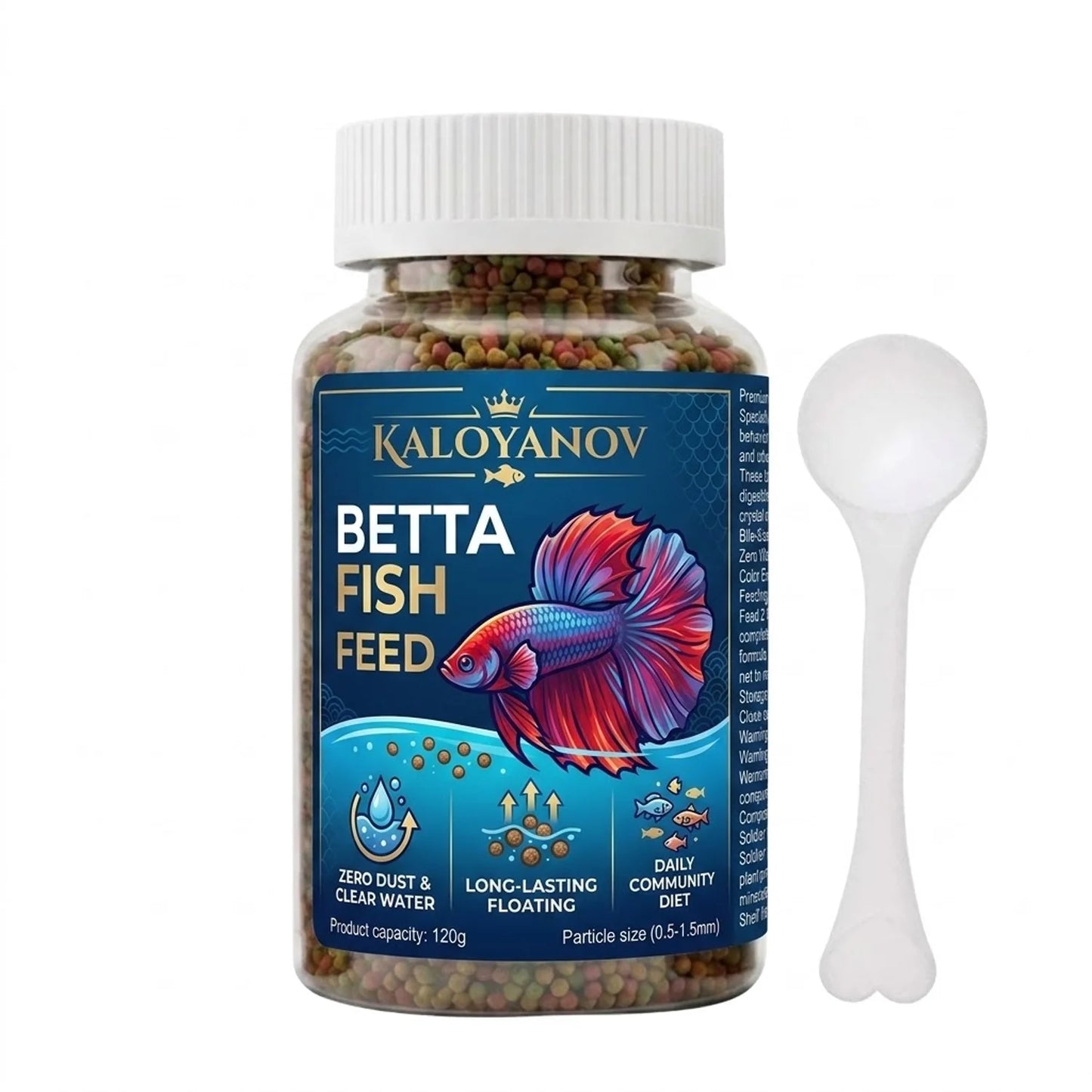 450g Premium Betta Fish Food Floating Micro Granules Nutrient-Rich Daily Diet with Scoop Zero Dust for All Small Tropical Fish
