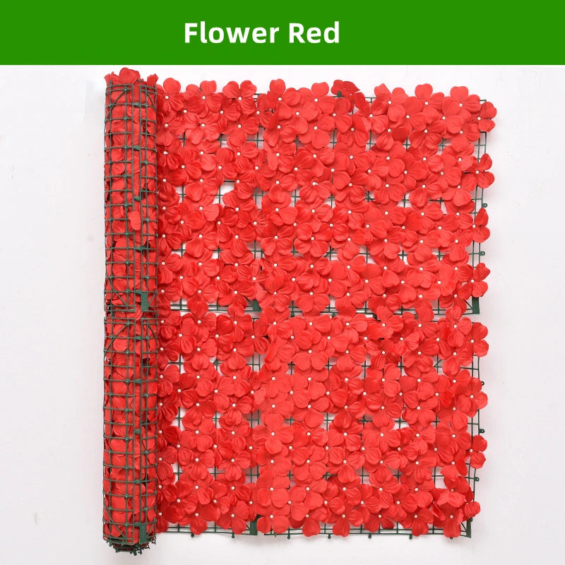 Artificial Flower Wall Panels 2x0.5m Flower Garden Fence Floral Hedge Wall Panels for Wedding Backdrop Garden Balcony Decor