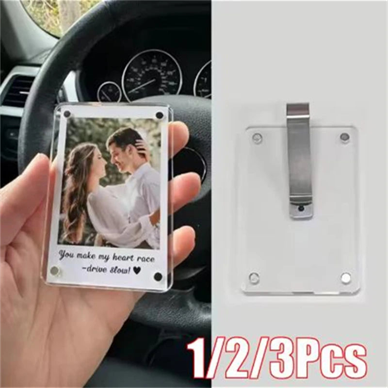 Photo Car Visor Clip Photo Car Decoration Photo for Car Couples Gift Valentine's Day Gift Wallet Photo Holder Easy Installation