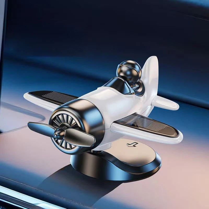 Solar Powered Rotating Airplane Car Dashboard Ornament 360° Auto Spin Decor Airplane Ornaments Car Interior Decoration