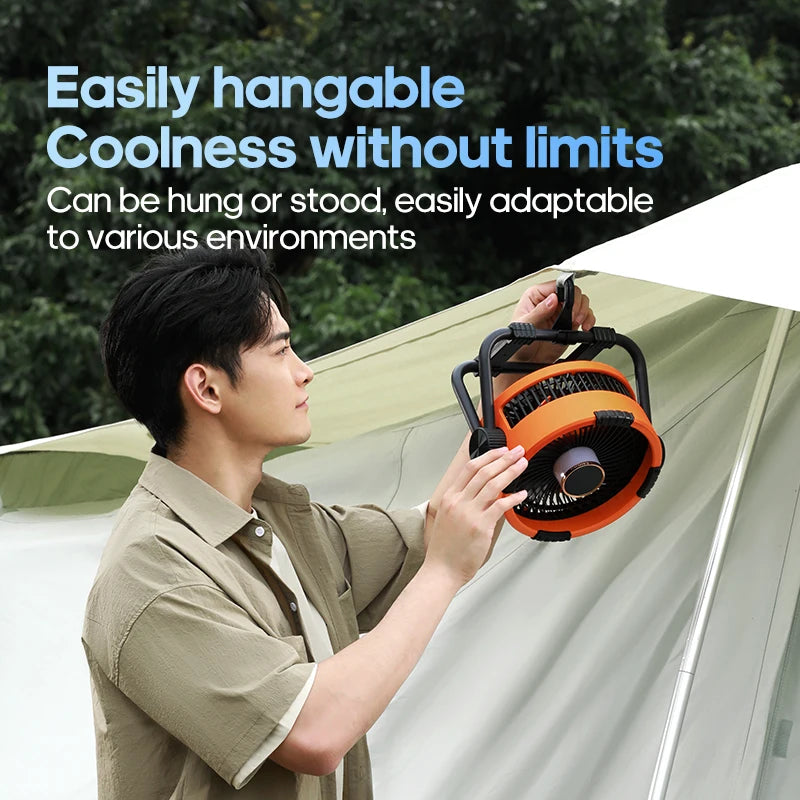 6 in 1 Portable Outdoor Camping Fan 20000mAh Rechargeable Wireless Tent Ceiling Fan 4 Speed Adjustment LED Lighting Power Bank