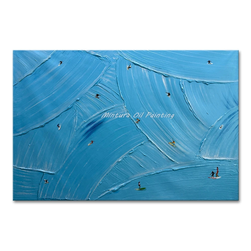 Mintura,Handpaintd Abstract Texture Green Tennis Court Oil Painting on Canvas,Modern 3D Knife Art Poster,Wall Picture,Home Decor