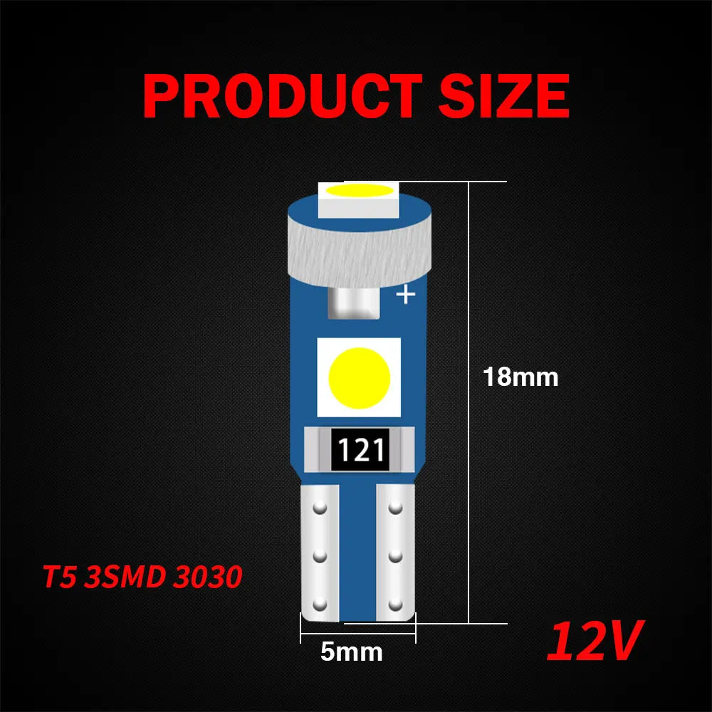 KEIN 10PCS 12V 24V T3 T4.2 T4.7 T5 B8.5D B8.4 B8.4D B8.3 B8.5 T4 509T bX8.4d W3W Led Bulb Instrument Dashboard Car Truck Light