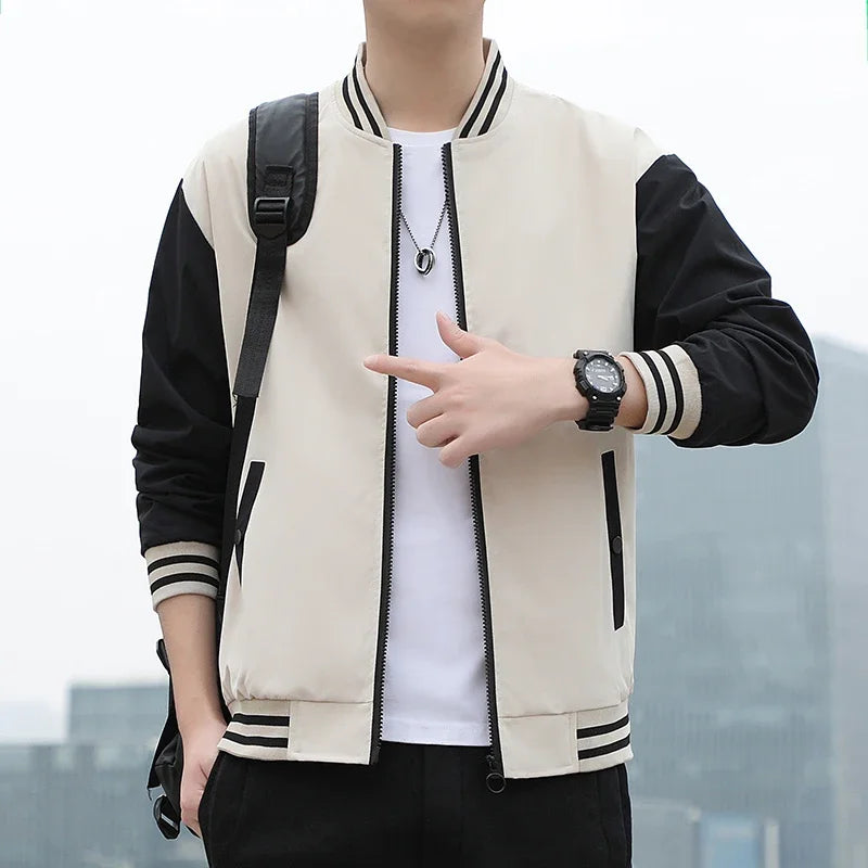 Spring Autumn Men Baseball Jacket Stand Collar Korean Style Casual Jackets And Coats Male Slim Fit Bomber Jacket 5XL