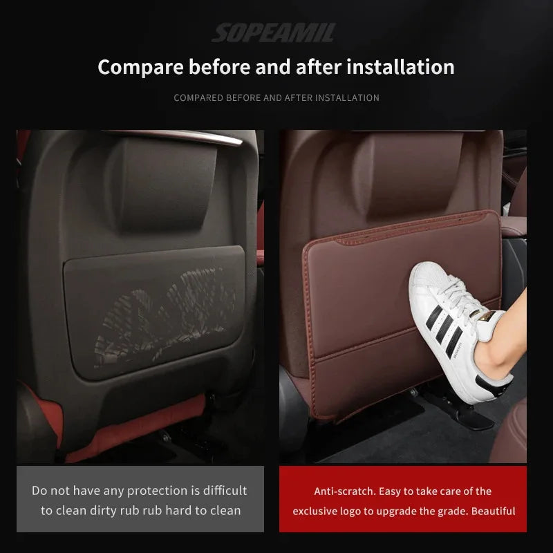 For Audi A3 A4 A5 A6 A7 A8 RS3 RS4 RS5 RS6 S3 S4 S5 Q3 Q5 Q7 Q8 Car Seat Back Storage Bag Rear Backrest Protection Anti-kick Pad