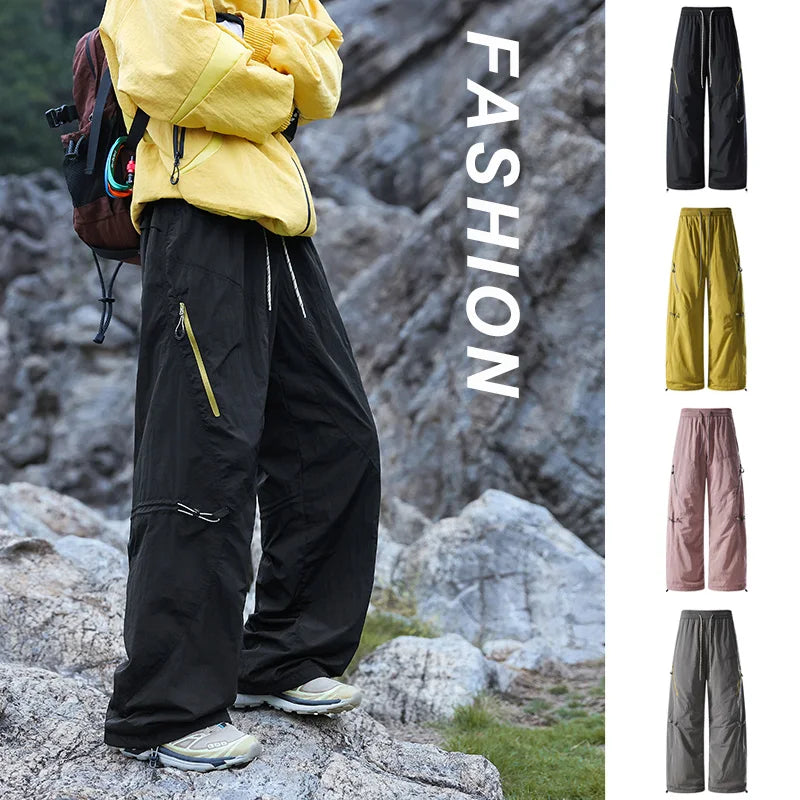 Urban Functional Workwear Fleece Pants For Men Women In Winter Loose Outdoor Hiking Mountaineering Casual Straight Trousers