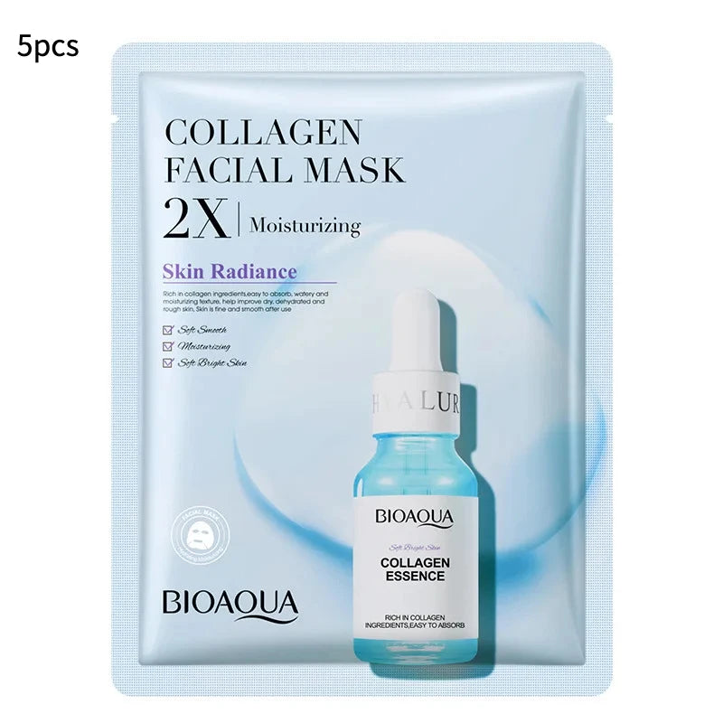 20pcs/5pcs Centella Collagen Face Mask VC Moisturizing Refreshing Sheet Masks Hyaluronic Acid  Facial Mask Skin Care Products