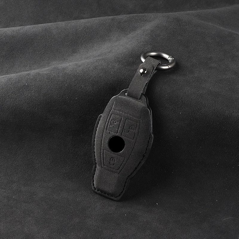 leather Suede Car Key Case Cover Shell For Mercedes Benz A B C E S G Class W204 W205 W212 W213 W176 W177 GLC CLA AMG Accessories