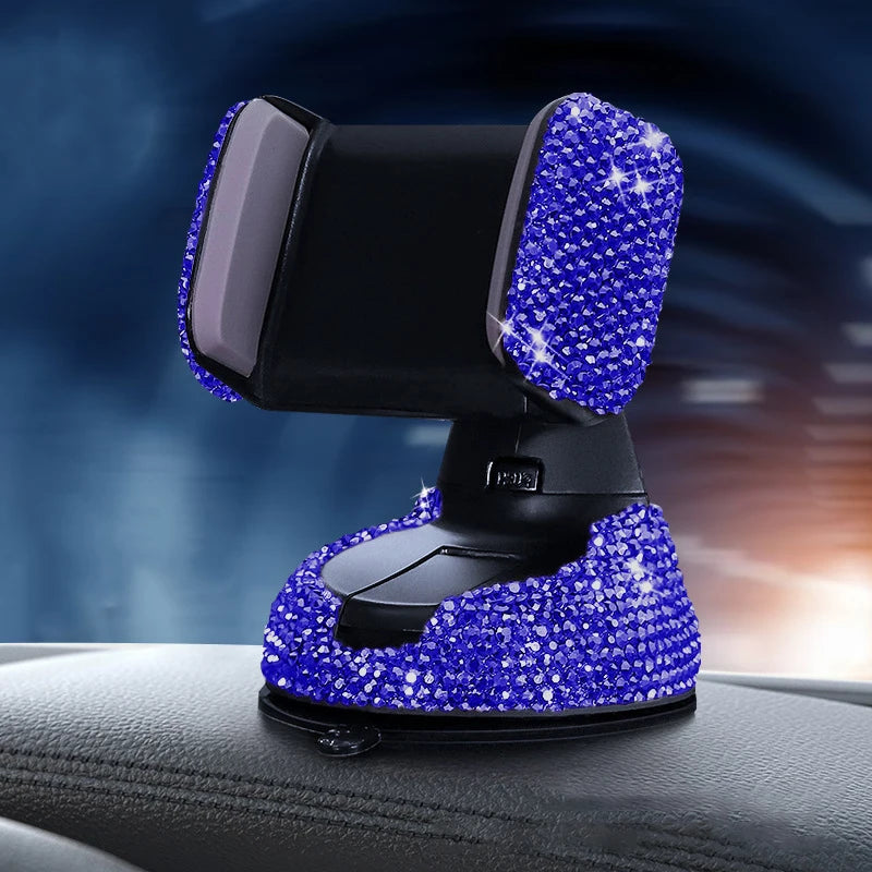 Diamond Bling Car Cell Phone Holder Girl Rhinestone Crystal Mount Universal Fit Mobile Holder Car Interior Accessories for Women
