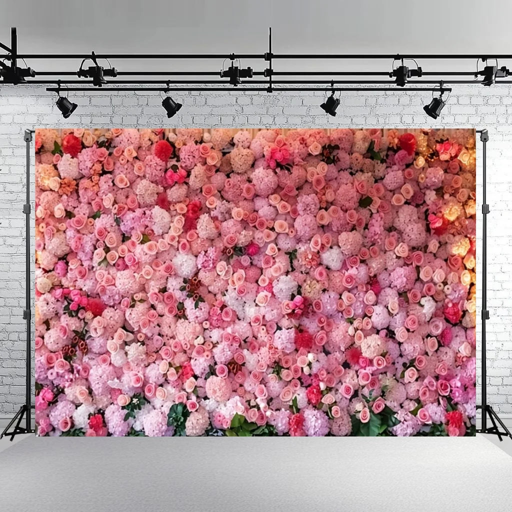 Rose Floral Background Summer Party Banner Flower Wall Wedding Birthday Decorations Bridal Marriage Backdrop Photography Studio