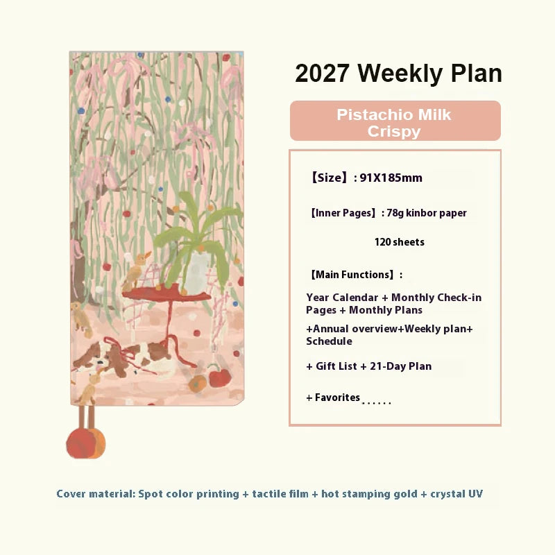 Newest Kinbor 2027 Notebook Agenda Weekly Planner 52g BaChuan Paper Pocket Journal Plan Book Travel Recording School Supplies