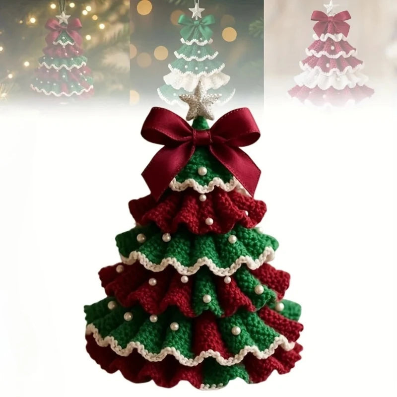 1pc Crochet Christmas Tree Kit - Handmade Holiday Decoration Set, Perfect for Christmas Party Decorations, Christmas Decorations