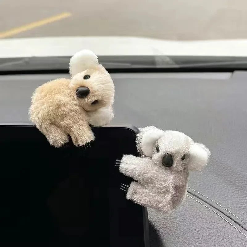Plush Koala Car Decor - Clip-on Mirror/Visor/Screen Hanger for Auto Interior, Soft Stuffed Animal Accessory