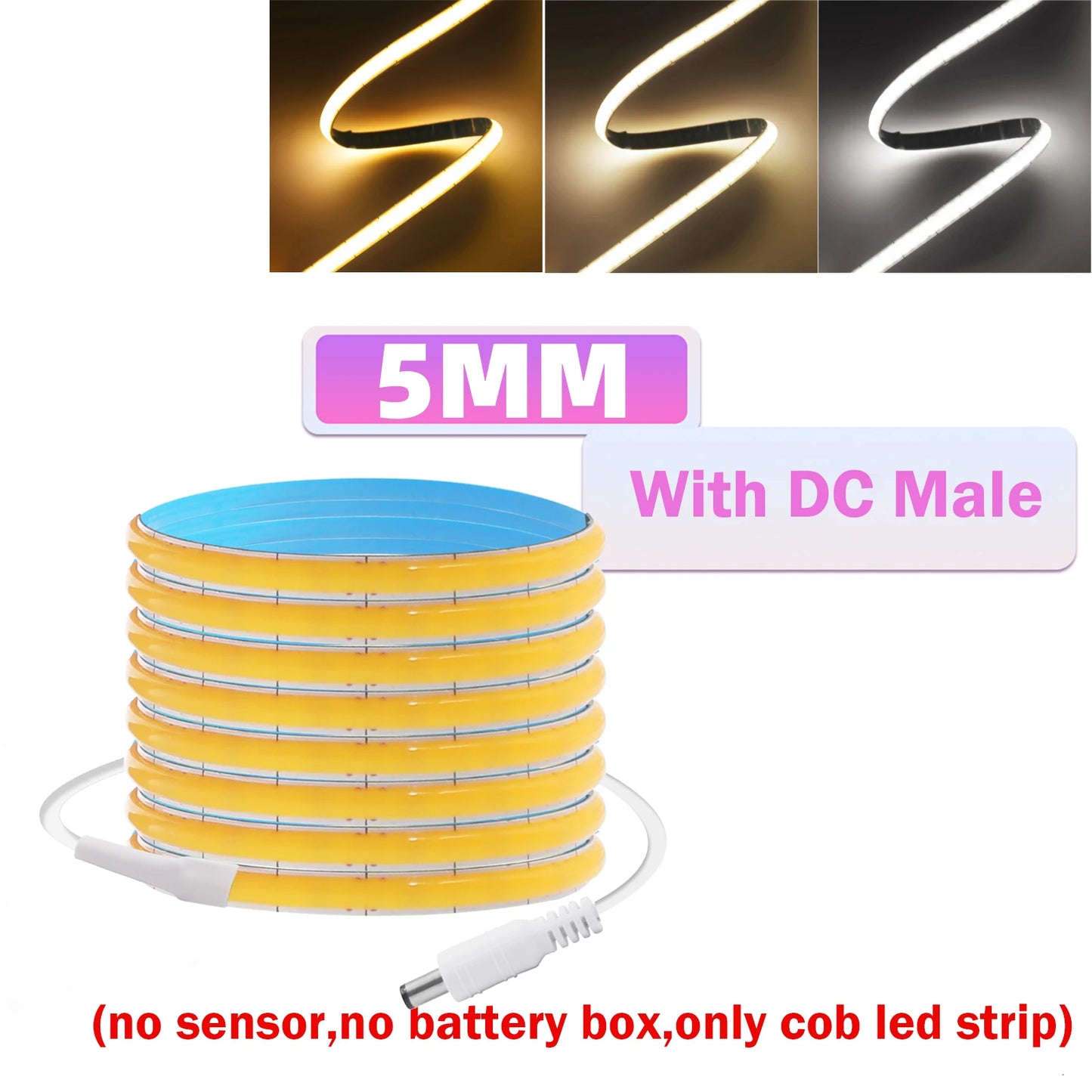 3MM 5MM 8MM COB LED Strip 5V 320LEDs/m PIR Motion Sensor Flexible Tape USB/Battery Powered Under Cabinet Kitchen Lighting Strip