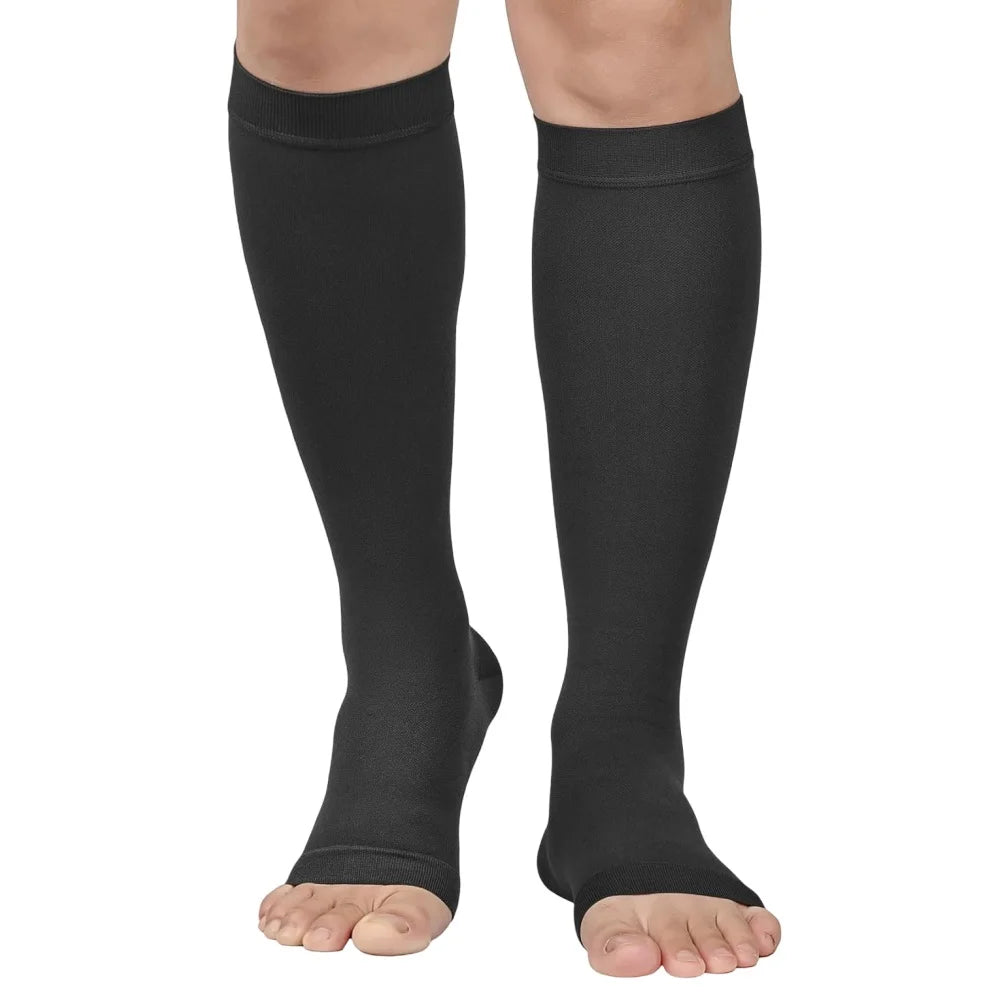1 Pair Varicose Veins Medical Compression Stockings 23-32mmHg Pressure Level 2 Serious Calf Leg Slimming Socks Open / Close Toes