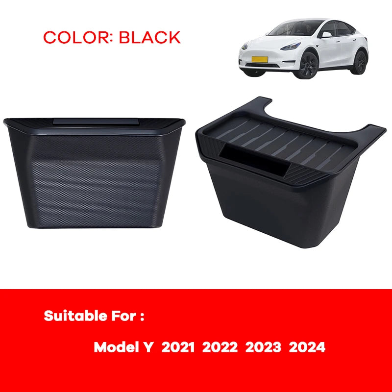 Rear Seat Storage Box for Tesla Model Y Juniper 2020~2026 Organizer Center Console Bins Backseat Trash Can Garbage Accessories