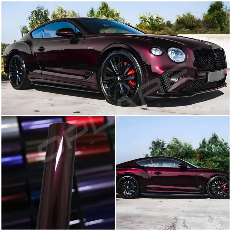 Highest quality PET Vitreous Black Red vinyl wrap Plum Purple vinyl (PET liner) gloss metallic Blood Moon vinyl quality Warranty
