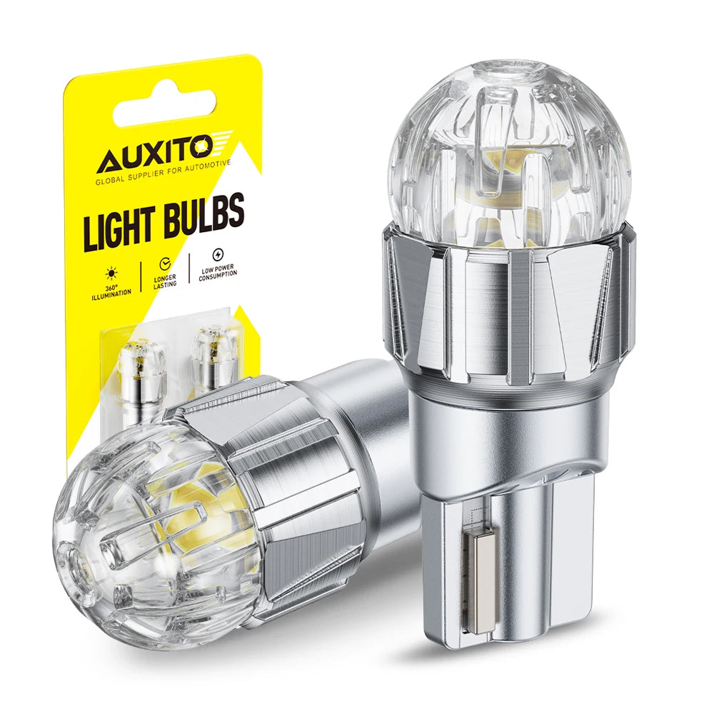 AUXITO 2Pcs Car LED T10 W5W Canbus Reading Dome Lamp Marker Wedge License Plate Light Bulb 168 194 192 LED 12V White Red Amber