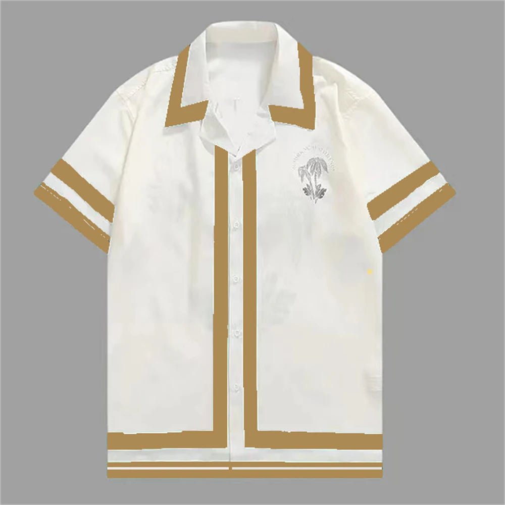2025 Men's Short Sleeve Shirts Fashion Shirts Hawaiian Casual Comfortable Vacation Travel Oversized Tops camisa blanca hombre