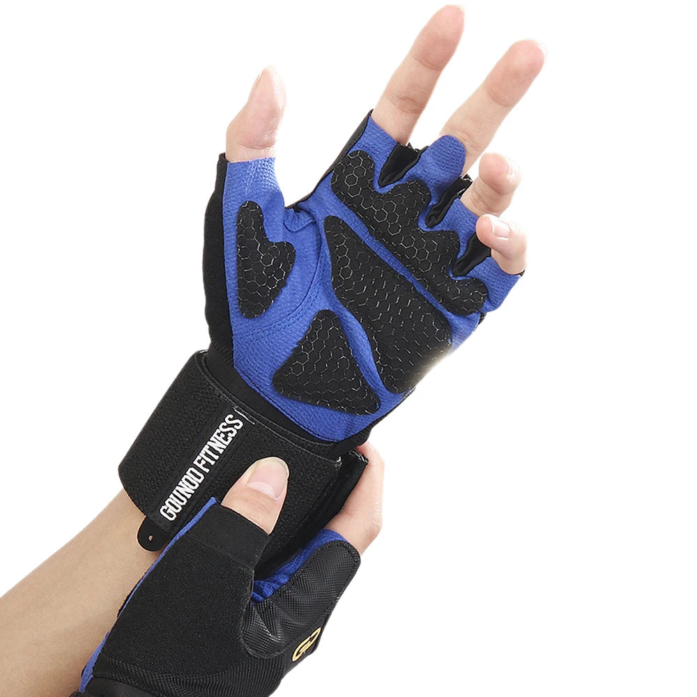 1Pair Workout Gloves with Wrist Support & Full Palm Protection, Multi-Sport Gym Gear for Crossfit/Bodybuilding/Hanging