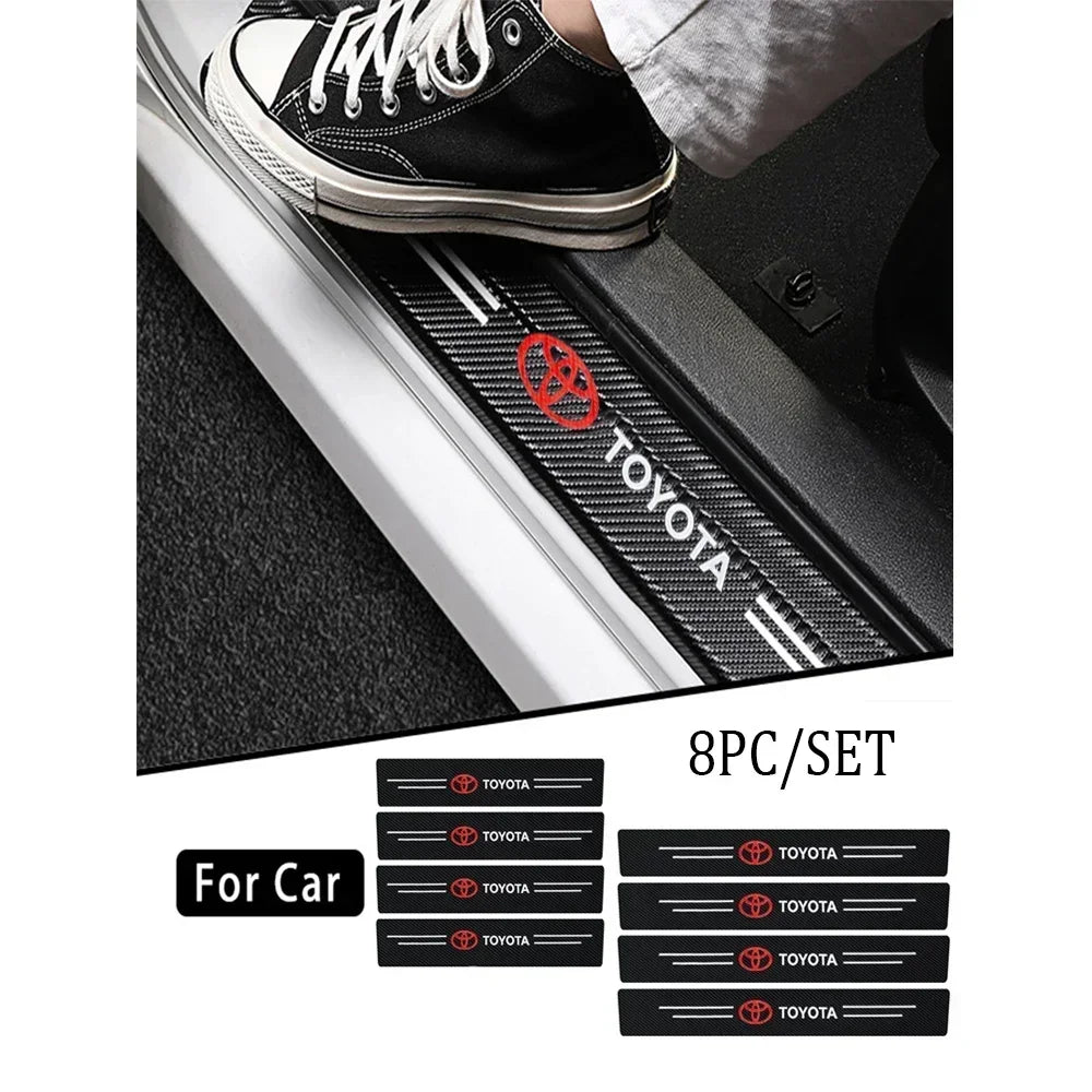 Car Threshold Strip Carbon Fiber Sticker Car Door Sill Protector Accessories For Toyota Rav4 Yaris Prius Avensis Corolla Camry