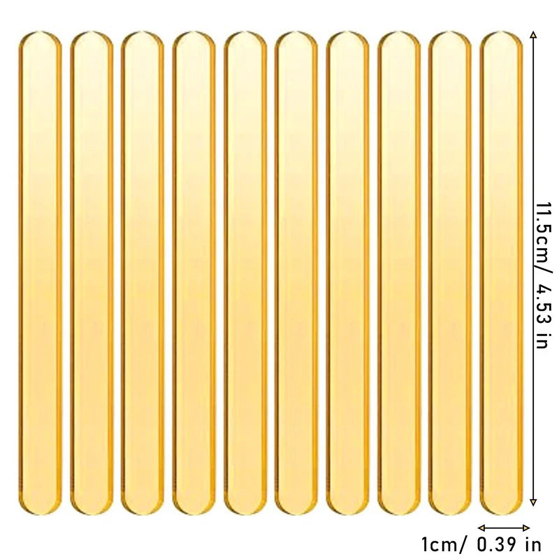 100/10pcs Acrylic DIY Popsicle Sticks Transparent Gold Popstick for Ice Cream Cakesicle Candy Creamsicle Mould Party Decor Gifts