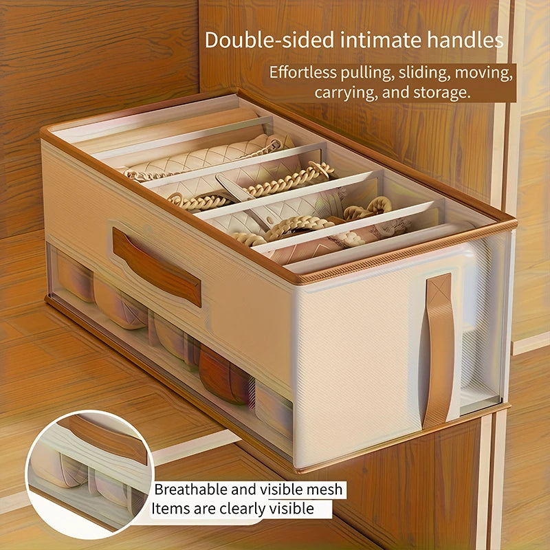 5 Grid Foldable Open Top Storage Box Closet Organizer Large Capacity Divided Container For Pants Handbags Wardrobe Household Bin