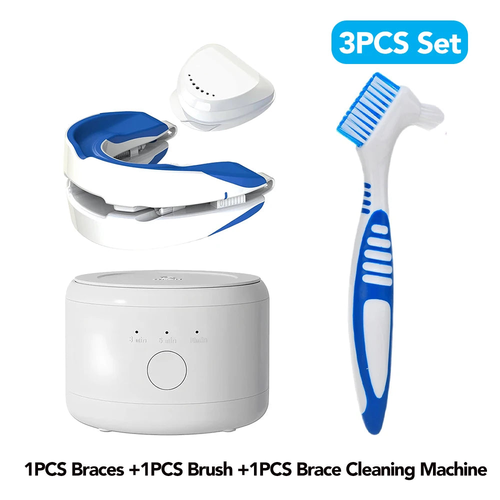 Ultrasonic Cleaner Machine, Automatic Denture Cleaner USB Rechargeable Cleaner with Cleaner, 3 Modes, for All Dental Appliance