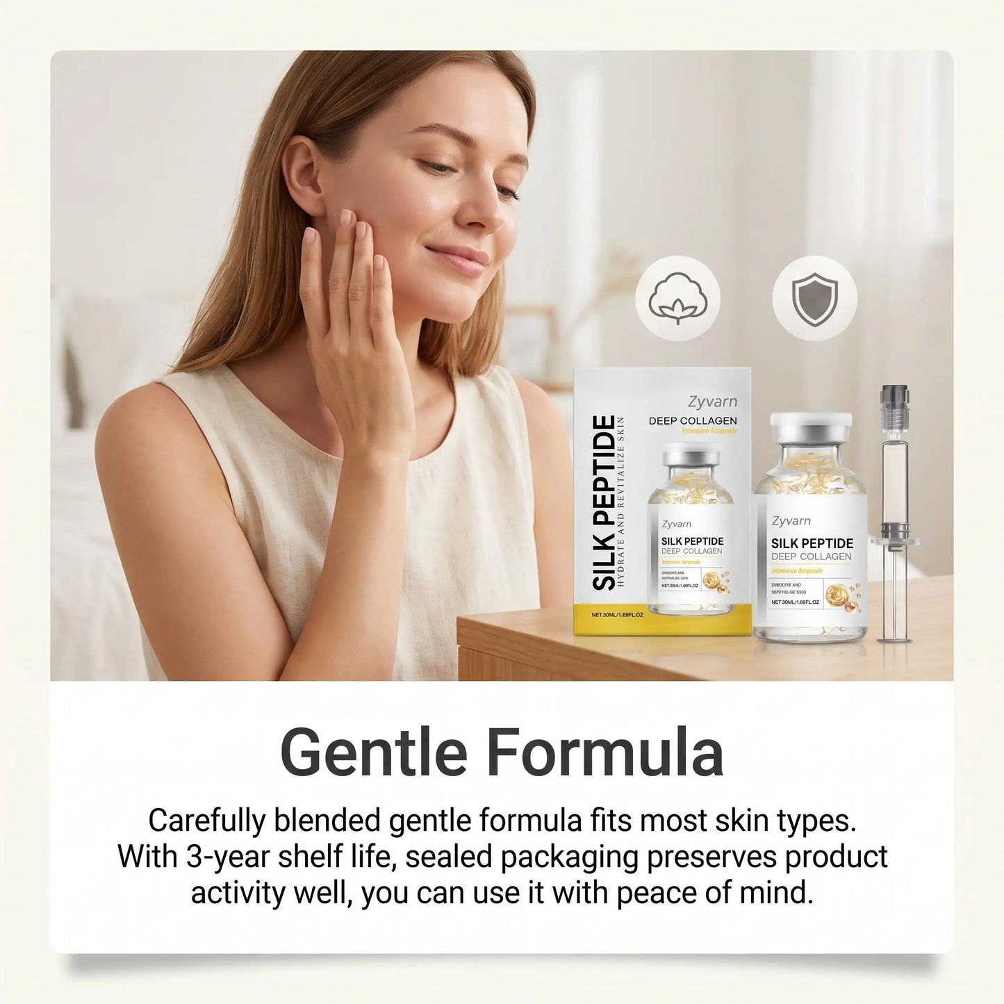 Silk Collagen Serum Ampoule with Copper Peptides For Facial Care Smooth Fine Lines Deep Hydrate Firm Loose Skin Korean Skin Care