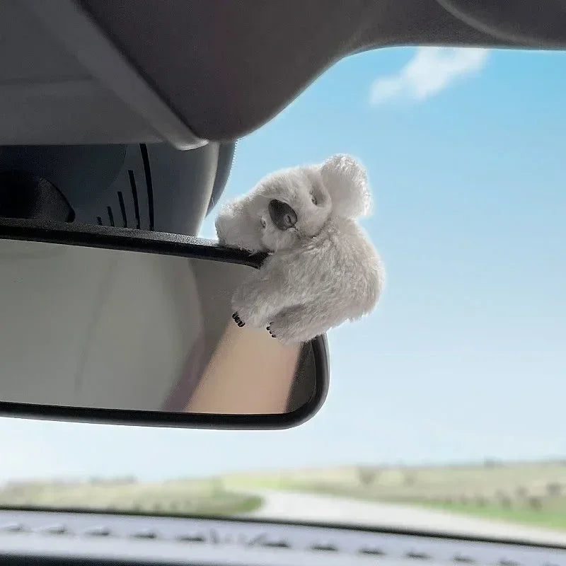 Plush Koala Car Decor - Clip-on Mirror/Visor/Screen Hanger for Auto Interior, Soft Stuffed Animal Accessory