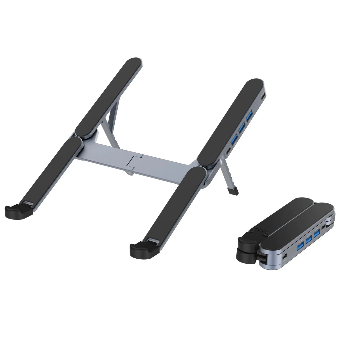 New Laptop Stand With USBHUB Height-Adjustable Cooling Expansion Dock, Foldable Aluminum Alloy
