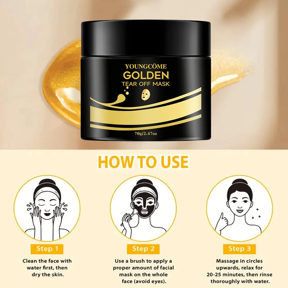 24K Gold Tear Off Mask  Deep Cleansing Remove Blackheads Firming Skin Oil-Control Whitening Skin Care Moisturizing Masks