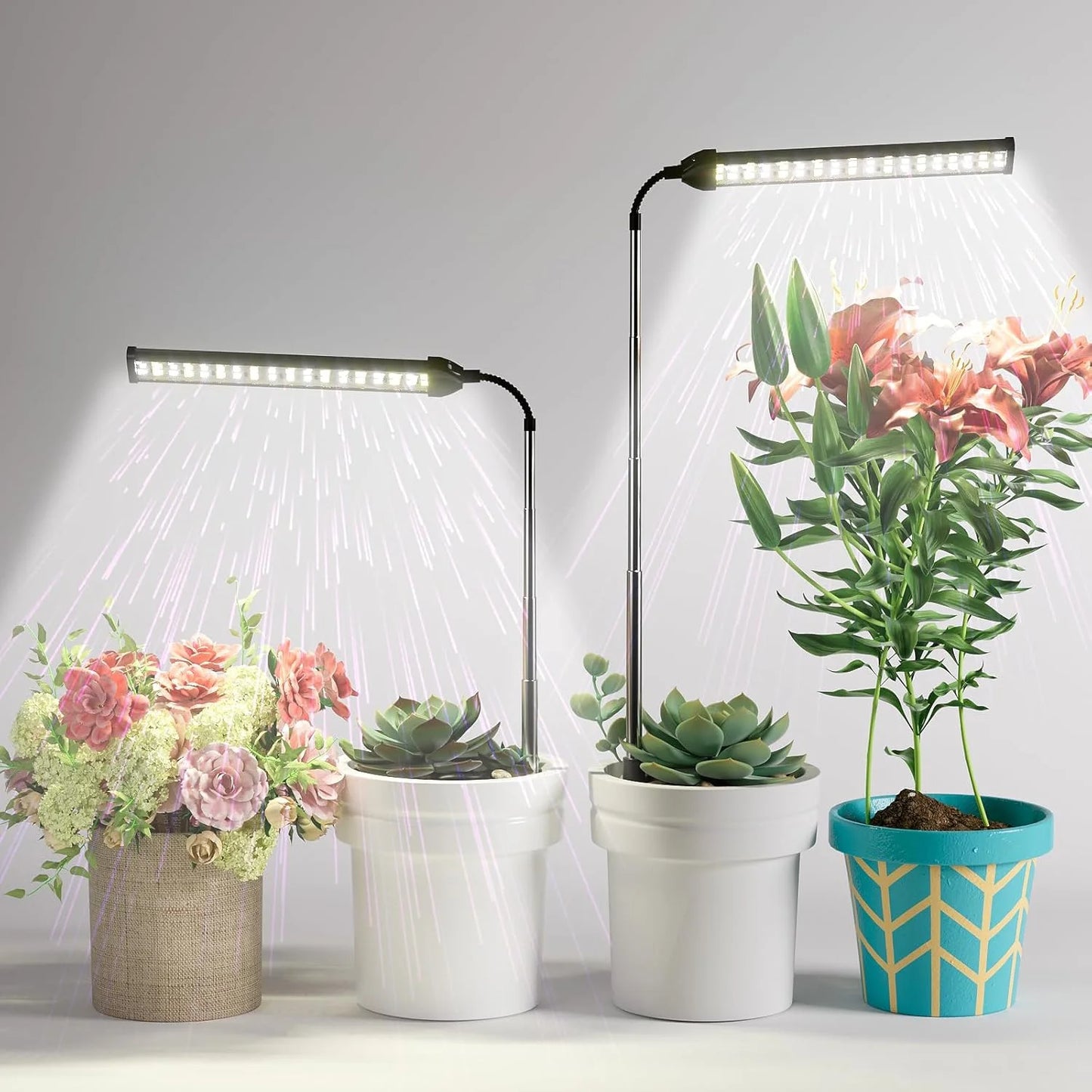 Ground Insertion Flat Tube White Light USB Grow Plant Lamp Full Spectrum Growth Light 5V Timed Dimming Fleshy Flower Lighting