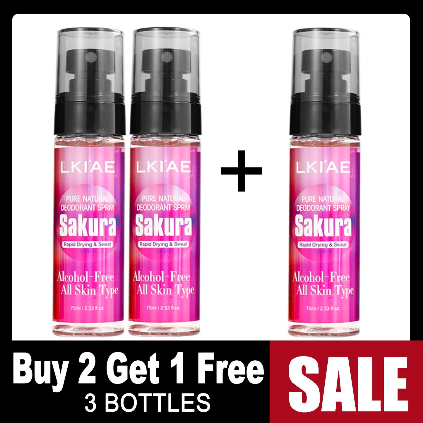 LKIAE Natural Deodorant Body Spray, 12H Antiperspirant And Odor Control, Formulated Without Alcohol, For Women & Men