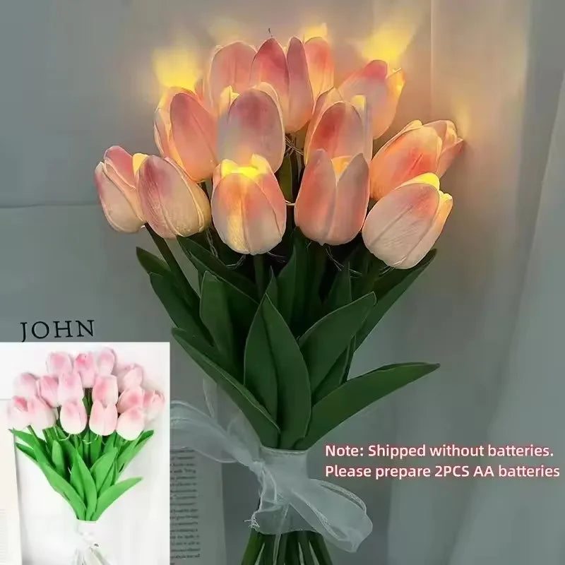 5/10pcs LED Tulips Bouquet Night Light for Home Garden Artificial Flowers PU Tulip Fake Flower Decoration Wedding Birthday Gift
