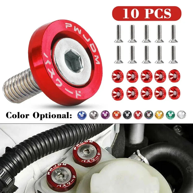 10 PCS M6 Car Modified Fasteners Fender Washer Bumper Engine Concave Screws Fender Washer License Plate Bolts Car Styling Gasket