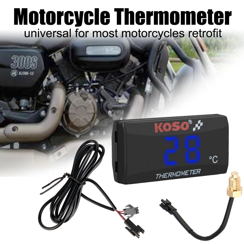 Motorcycle Thermometer With Sensors 12V Water Tank Retrofit Temperature Meter 0~120°C Monitor Red Blue Indicator Warning