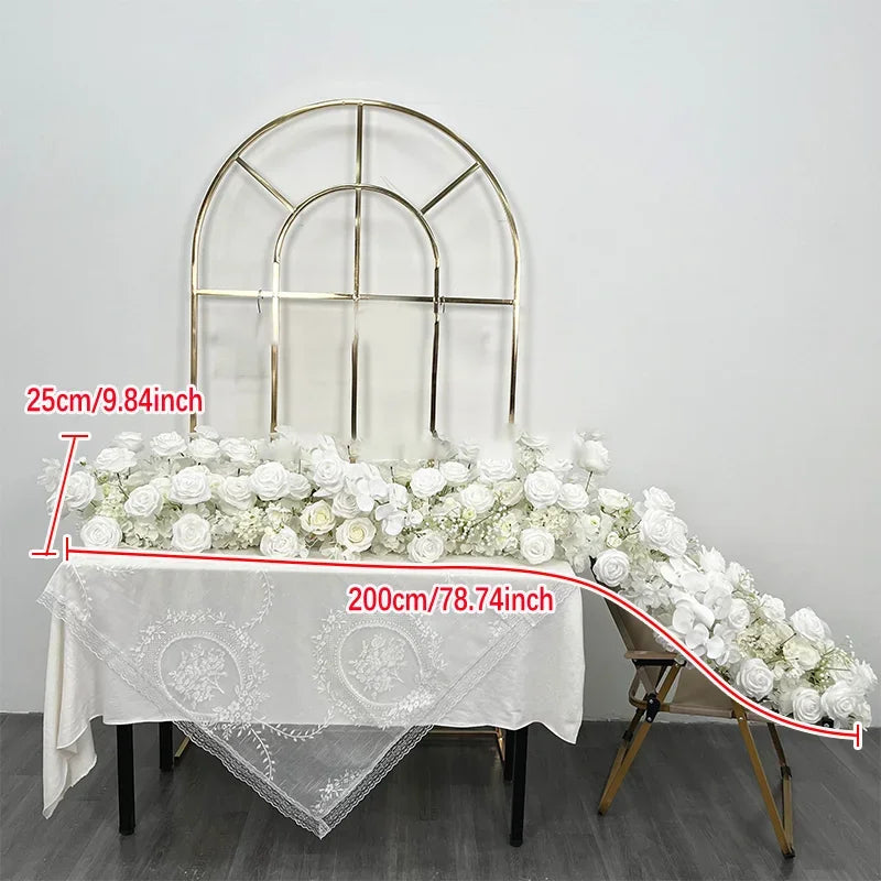 2m red rose Artificial Green Plants Flower Row Runner Wedding Backdrop center Flower ball Decor Floral Wall Party showcase Props