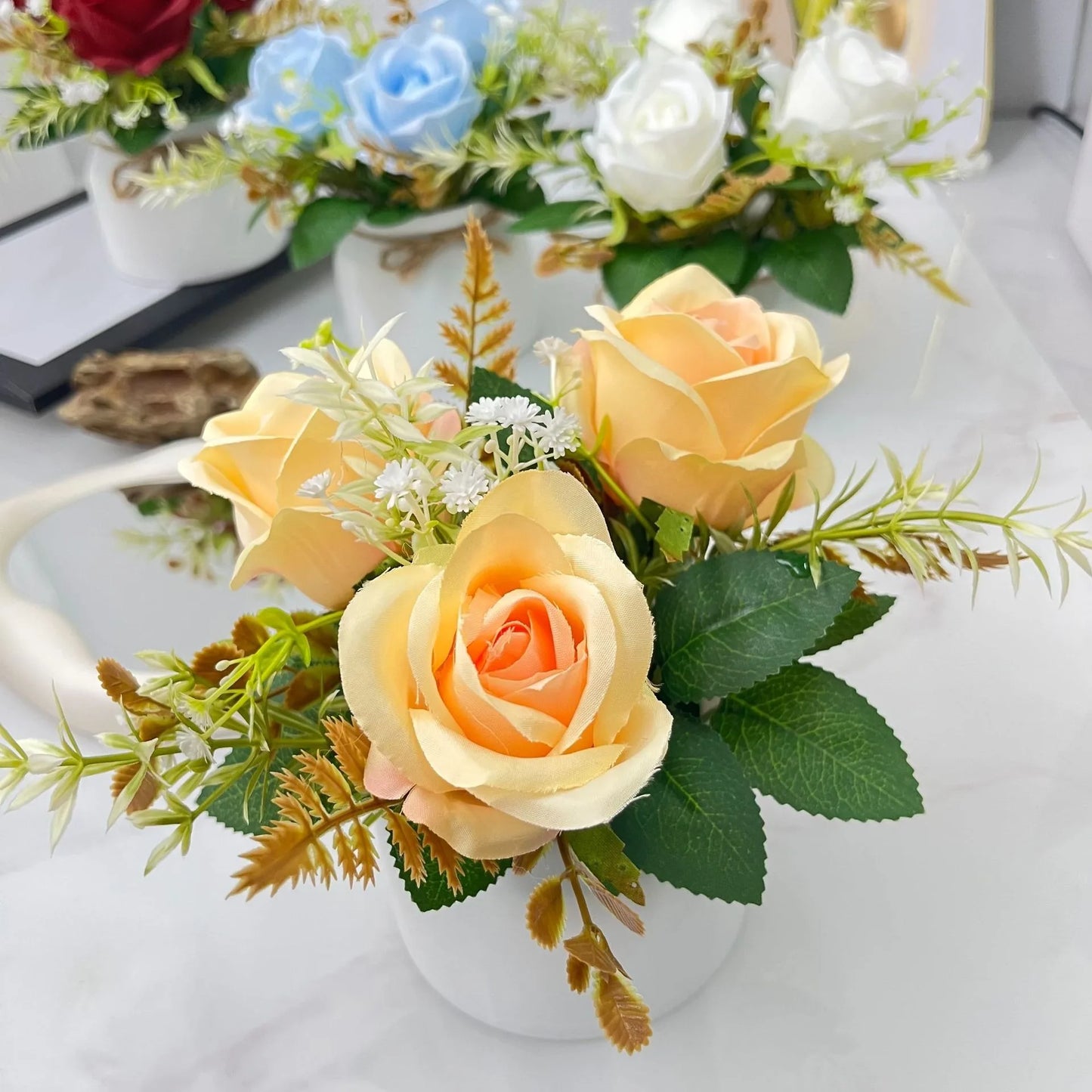 3 Simulated Roses, Potted Plants, Wedding Photos, Photography, Decoration, Fake Flowers, Outdoor Courtyard, Balcony