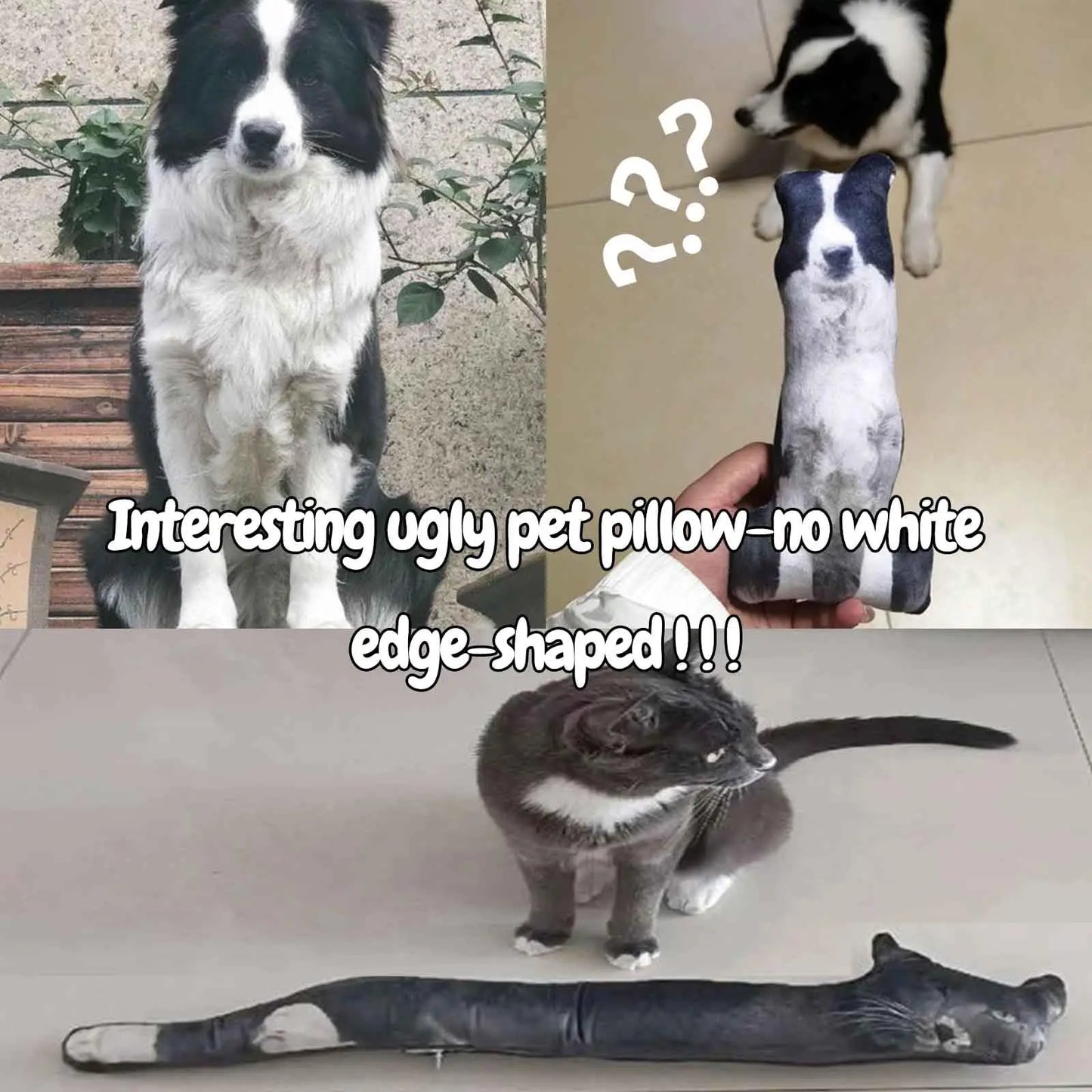 Customized Ugly Pet Pillow - DIY Abstract Personalized Funny Cute Cat Dog Pillow - No White Edges, Stuffed Animals of Your Pet