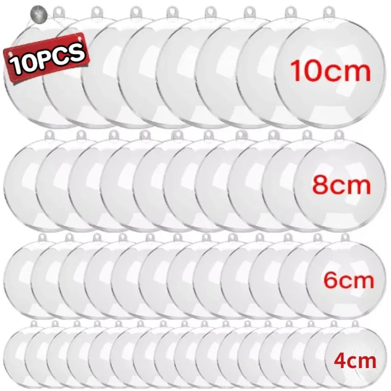 10/1Pc Christmas Transparent Ball Plastic Christmas Trees Open Ball Box Bauble Ornament Wedding Gift Party Home Decoration
