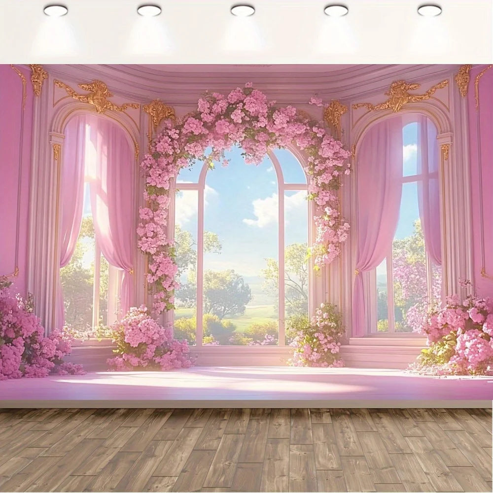 Spring Rose Polyester Fabric Background Wall - Elegant Flower Wedding Party Decoration