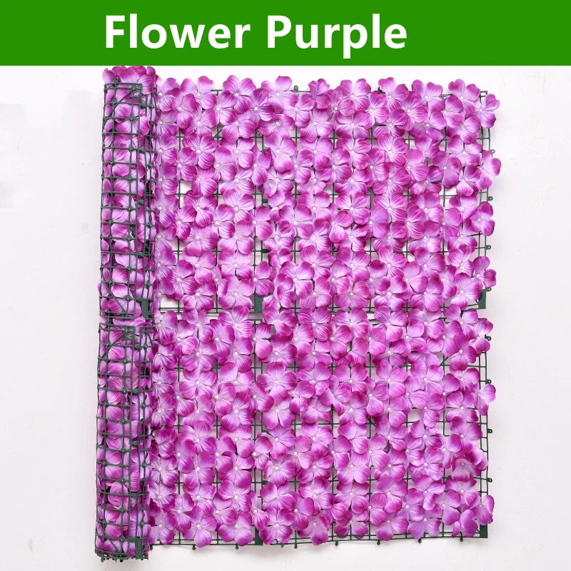 Artificial Flower Wall Panels 2x0.5m Flower Garden Fence Floral Hedge Wall Panels for Wedding Backdrop Garden Balcony Decor
