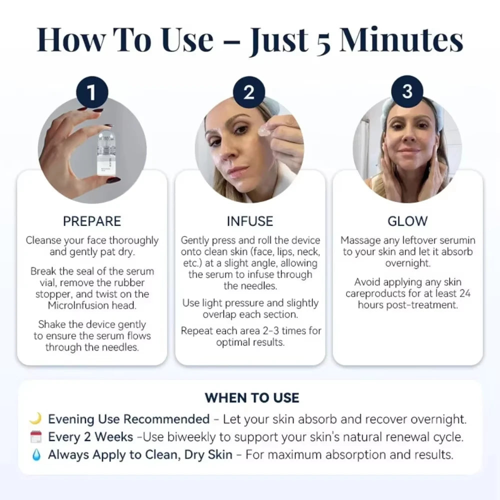 2 Tools + 6 Bottles Korean Moisturizing Renewal Set, Firming & Anti-Fine Lines Daily Skin Care Essence