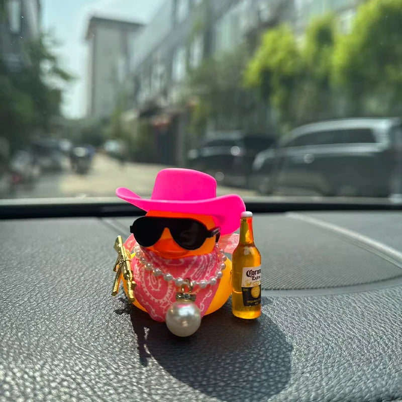 Cowboy Rubber Duck Car Ornament for Jeep Duck Car Dashboard Decorations Rubber Duck Car Accessories