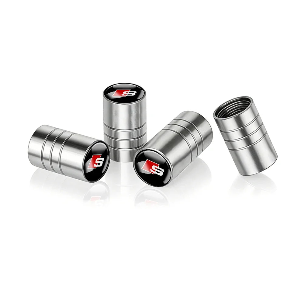 4pcs 3D Metal Car Wheel Tire Valve Air Stem Cap Covers for Audi A3 B5 B6 B7 B8 B9 8P 8V 8L A5 A4 C6 A6 RS Sline Q5 Q3 Q7 Quattro